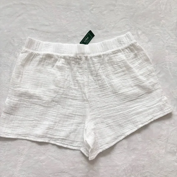 L.L. BEAN White Cloud Gauze High Rise Cover-Up Shorts--NWT--L - Picture 7 of 12